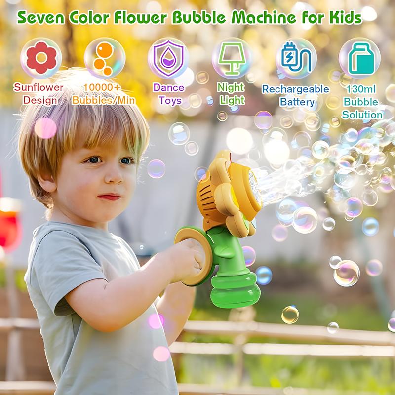 Sunflower Bubble Machine for Kids Automatic Bubble Blower 5000+ Bubbles,Rechargeable Battery,Bubble Solution Bubble Toy Gift Suitable for Outdoor Party Wedding Birthday Sunflower Night Light,wubble bubble balls juguete de bathbubblemachine