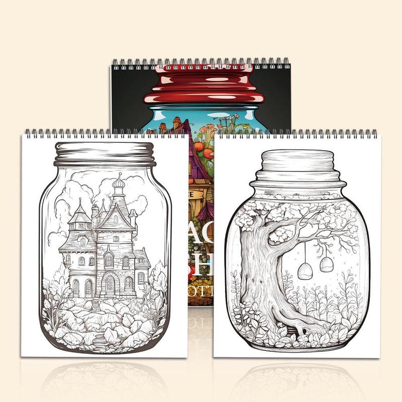 Magic Jar Theme Coloring Painting, Magical Little World in The Jar, New Year and Other Holiday Party Gifts