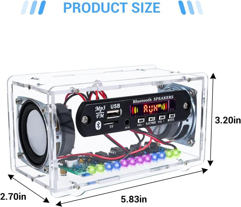 DIY Bluetooth-Compatible soldering Kit with FṂ Radio, Electronic Soldering Practice Kit USB Mini Home  DIY Kit with Digital Display and Colorful LED Lights for School STEM Project