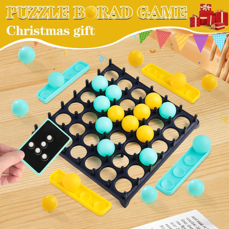 Bounce Ball Game with Family, Connect Ball Board Games Table Game Toys,The Perfect Holiday Toy with 9 Cards with Different Patterns,16 Balls and 1 Game Grid