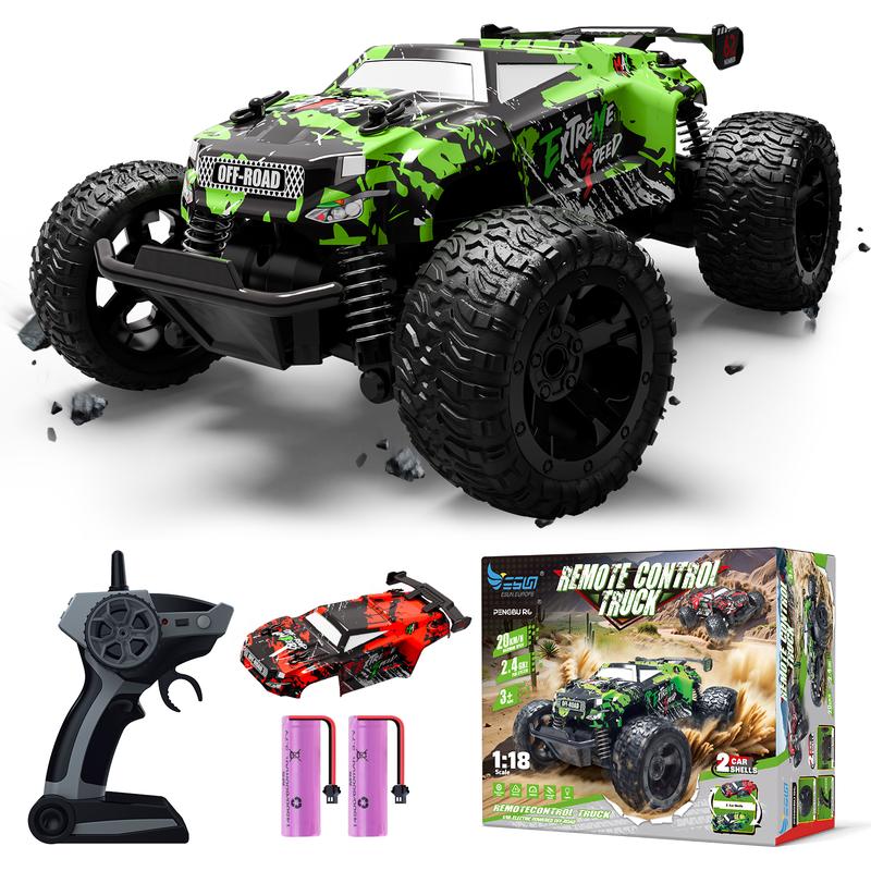 1:18 All Terrain RC Car, 20 KPH High Speed 4WD Electric Vehicle with 2.4 GHz Remote Control, 4X4 Waterproof Off-Road RC Trucks with 2 Rechargeable Batteries, Christmas Toys Gifts drift rc power wheels rccars of