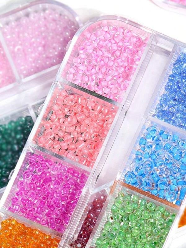 3mm Transparent Glass Seed Beads (6 Boxes), Random Color Series Bracelet Making Beads with 72-grid Plastic Storage Box, DIY Jewelry Making Supplies