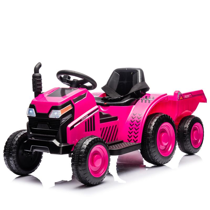 12V Kids Ride On Electric Tractor Black Knight,Kids Ride On Toy.2WD,Non-skid tires, steering wheel, foot pedal,With Removable storage tug,Light,Bluetooth,Music,MP3,USB,Power Display For Kids Aged 2-3.