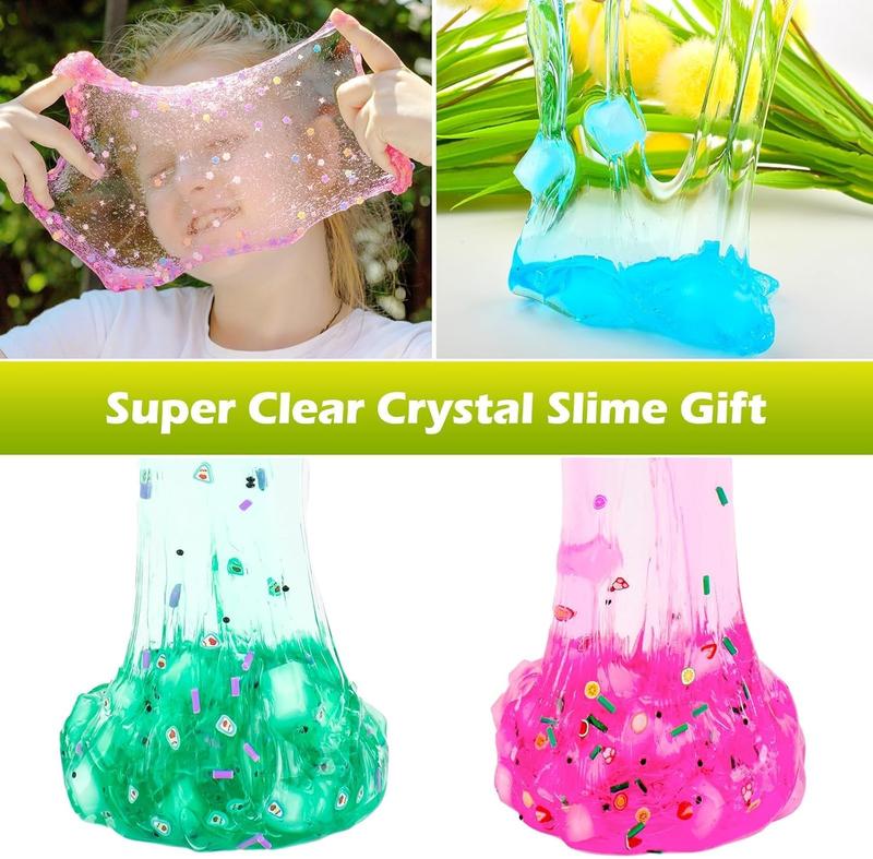 Christmas 12-Pack Slime Kit for Kids – 8 Clear & 4 Butter Slimes, Super Soft, Non-Sticky Jelly Cube Crunchy Slime, Perfect Party Favors & Sensory Toys