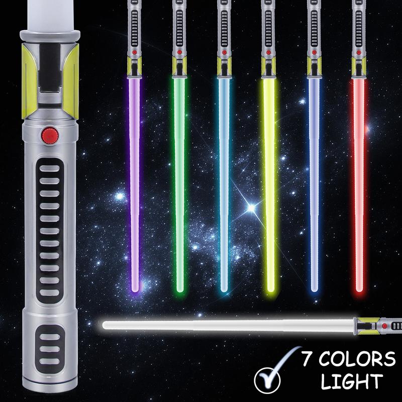 Light Saber 7 Color Changing : Extendable 2-in-1 FX Sound(Motion Sensors) Light Sword for Galaxy War Fighter Warriors, Halloween Xmas Children's Day Birthday Present Gift