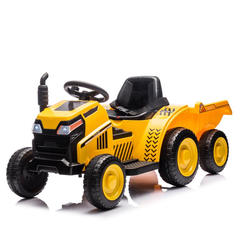 12V Kids Ride On Electric Tractor Black Knight,Kids Ride On Toy.2WD,Non-skid tires, steering wheel, foot pedal,With Removable storage tug,Light,Bluetooth,Music,MP3,USB,Power Display For Kids Aged 2-3.