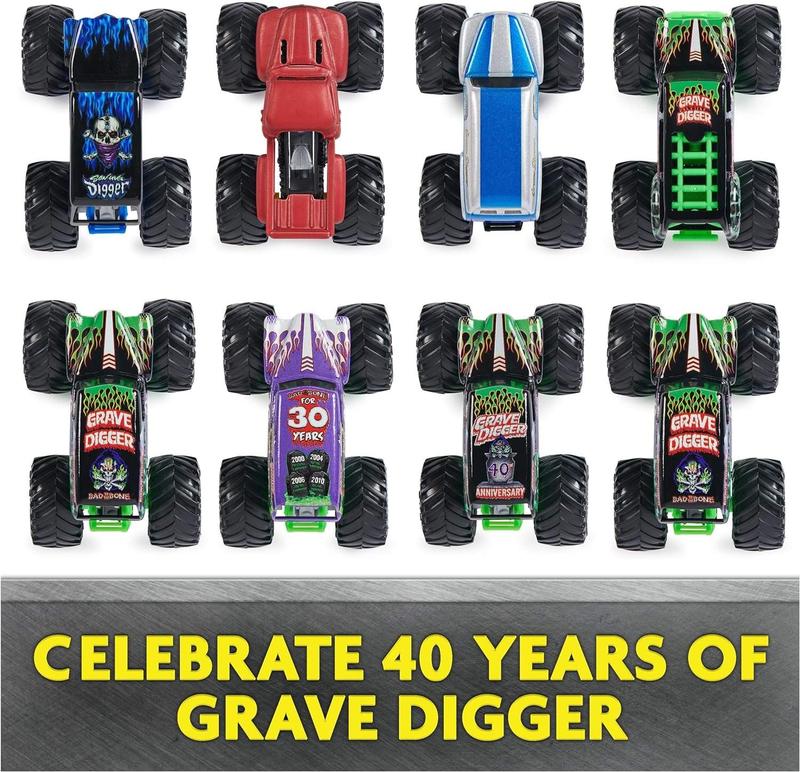 Monster Jam, Grave Digger 40th Anniversary 8-Pack Monster Trucks with Bonus Accessories, 1:64 Scale | R&B Exclusive