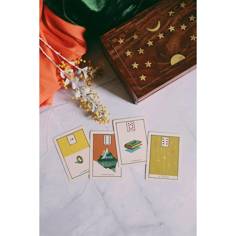 Color-Coded Green Glyphs Lenormand Card Set with Guidebook  and Prismatic Gold Gilding