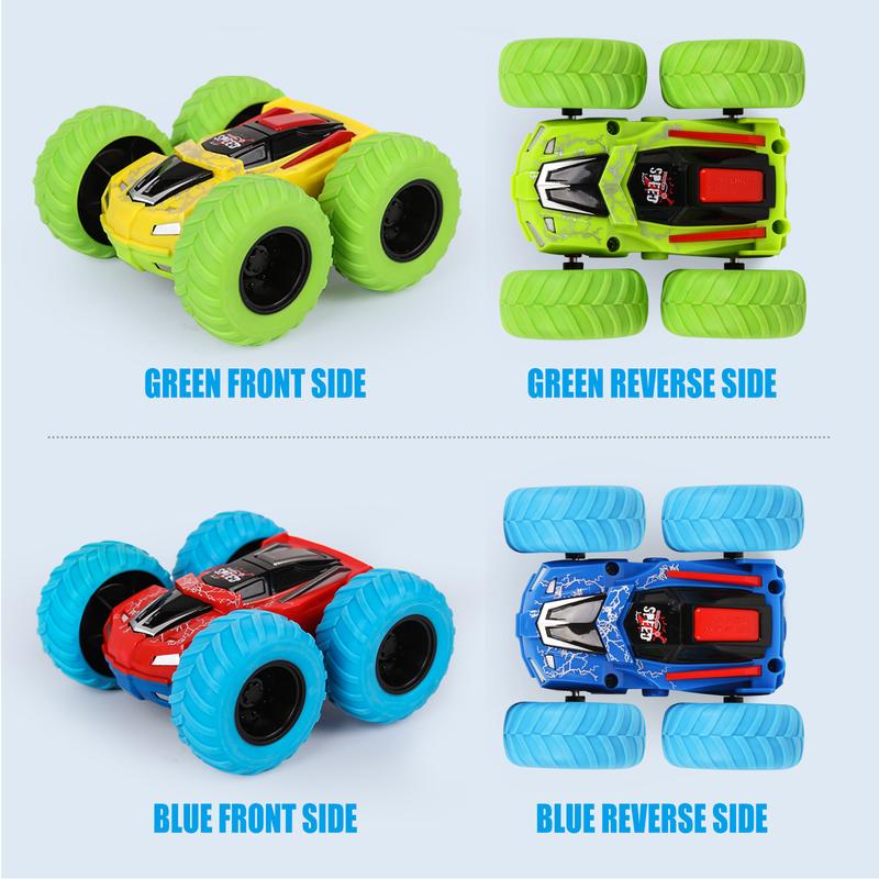 M SANMERSEN Flip Cars - 2 Pack 360° Rotating Stunt Car Toys for 3 4 5 6 Year Old Boys - Push and Go Vehicle Monster Toy Trucks Boys Girls Gifts