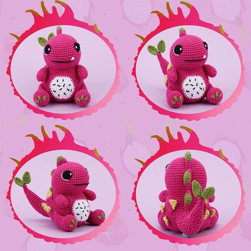 DIY Crochet Kit, 1 Set Dinosaur Crochet Starter Kit with Step-by-step Video Tutorial, Crochet Animal Kit for Beginners, DIY Crochet Supplies