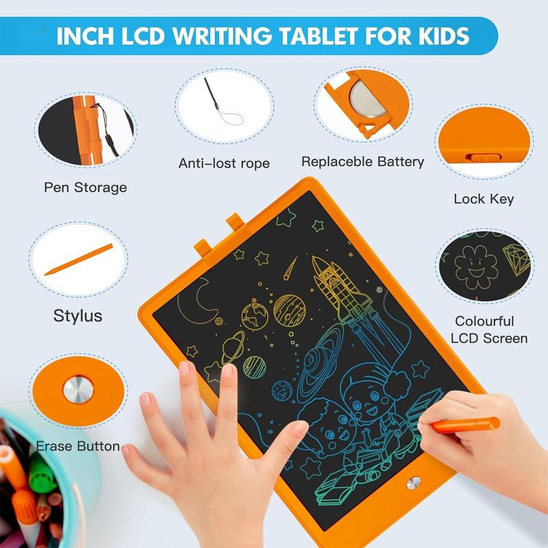 10Inch LCD Writing Tablet for Kids,  Color Kids Drawing Board, Reusable Graffiti Board, Electronic Drawing Pad, Educational and Learning Kids Toys for Girls Boys Kids Touchscreen