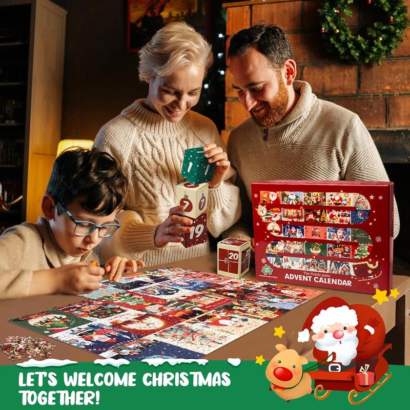 Advent Calendar 2024 Christmas Puzzles, Commodum 720 Pieces Puzzle 24 Days of Christmas Countdown Jigsaw Puzzles Family Calendar Gitfs for Kids Adults, Christmas Stocking Stuffer Home Decoration