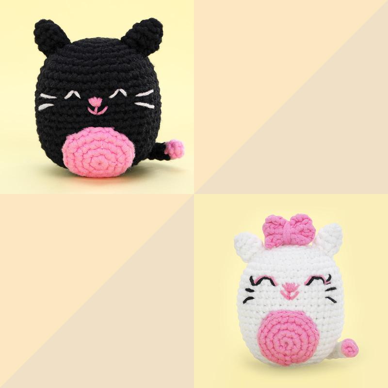 Cat Animal Crochet Box, 1 Set Cartoon Animal Design Crochet Kit, DIY Crochet Kit for Beginners, Knitting & Crochet Supplies