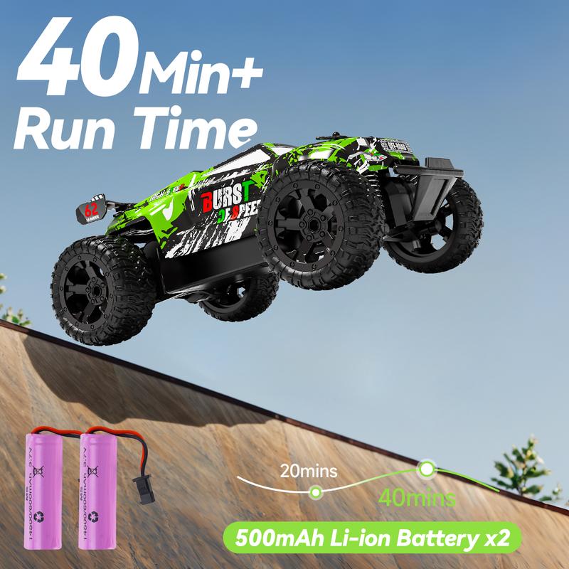 1:18 All Terrain RC Car, 20 KPH High Speed 4WD Electric Vehicle with 2.4 GHz Remote Control, 4X4 Waterproof Off-Road RC Trucks with 2 Rechargeable Batteries, Christmas Toys Gifts drift rc power wheels rccars of