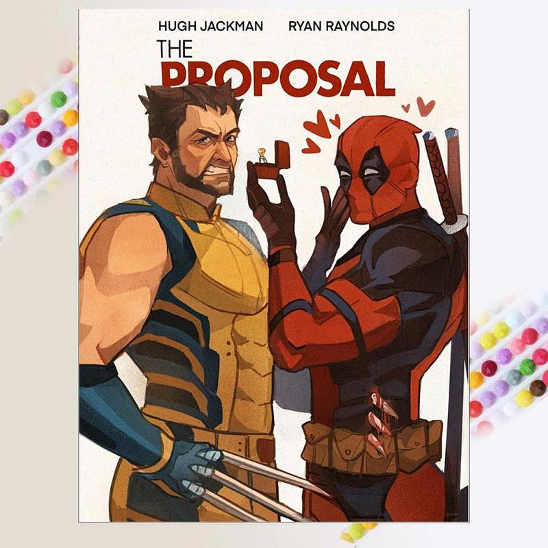 Deadpool & Wolverine Pattern DIY Diamond Arts Colorful Painting Kit without Frame, 5D Diamond Arts Colorful Painting Kit, DIY Wall Art Decor for Home