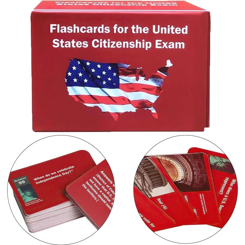 US Citizenship Flash Cards 2024, Naturalization Test Study American Civics 100 USCIS Questions and Answers Flashcards(1 Set), Medium