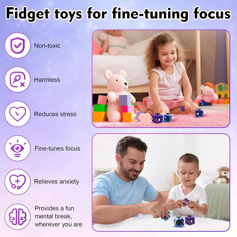 Fidget Toy Cube, Cube Fidget Anxiety Relief Toys for Adults and Kids, Christmas and New Year Gifts,6 Sided Fidget Toys Cube Hand-Held for Adults,Audible Silent Fidget Toys for ADD ADHD OCD