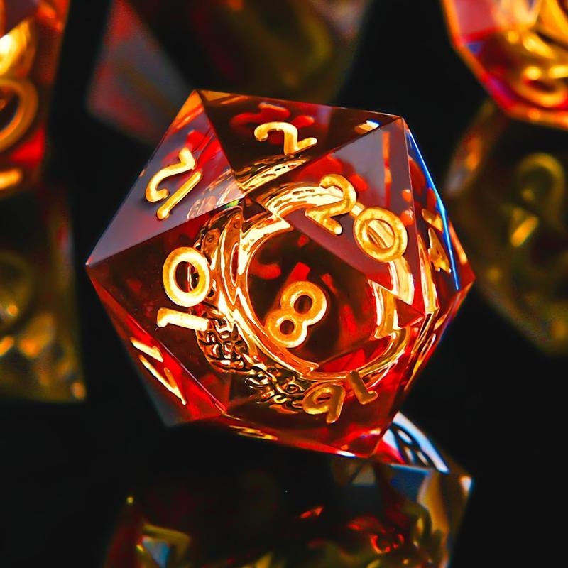 Golden Ring Inclusion DND Dice Set - Sharp Edge Resin Polyhedral Dice for Dungeons & Dragons and RPG Role Playing Games