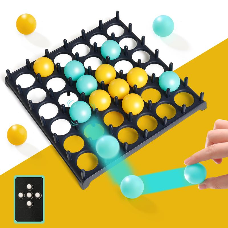 Bounce Ball Game with Family, Connect Ball Board Games Table Game Toys,The Perfect Holiday Toy with 9 Cards with Different Patterns,16 Balls and 1 Game Grid