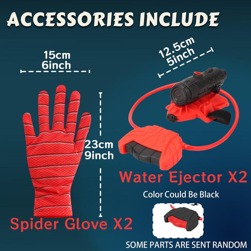 2Sets Spider Web Shooters Toy Water Gun Wrist Launcher with Glove, Hero Wrist Water Blaster Sprayer Set,Water Pistol,Cosplay Spider Shoo