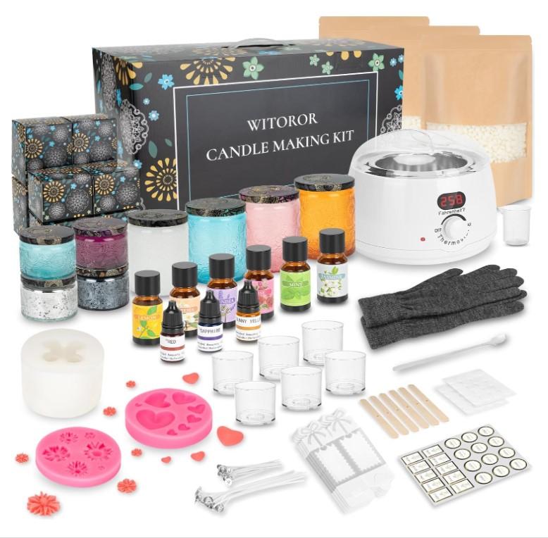 Candle Making Kit, Candle Making Supplies with Digital Soy Wax Melt Warmer Candle Making Complete Kit for Adults Beginners DIY Starter Scented Candles Making Kit for Christmas