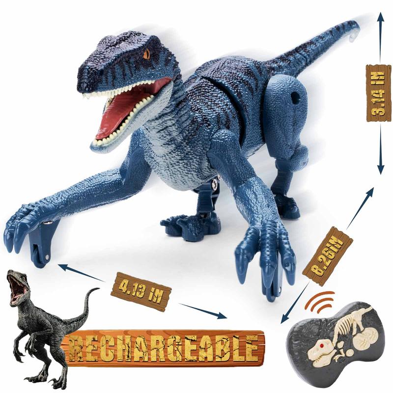 Remote Control Dinosaur Toys Kids - Jurassic Velociraptor Toys Imitates Walking and Sounds - Robot Toys That Can Sing, Shaking Head and Tail