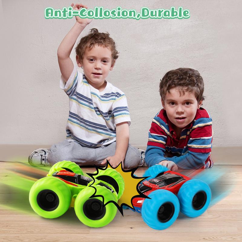 M SANMERSEN Flip Cars - 2 Pack 360° Rotating Stunt Car Toys for 3 4 5 6 Year Old Boys - Push and Go Vehicle Monster Toy Trucks Boys Girls Gifts