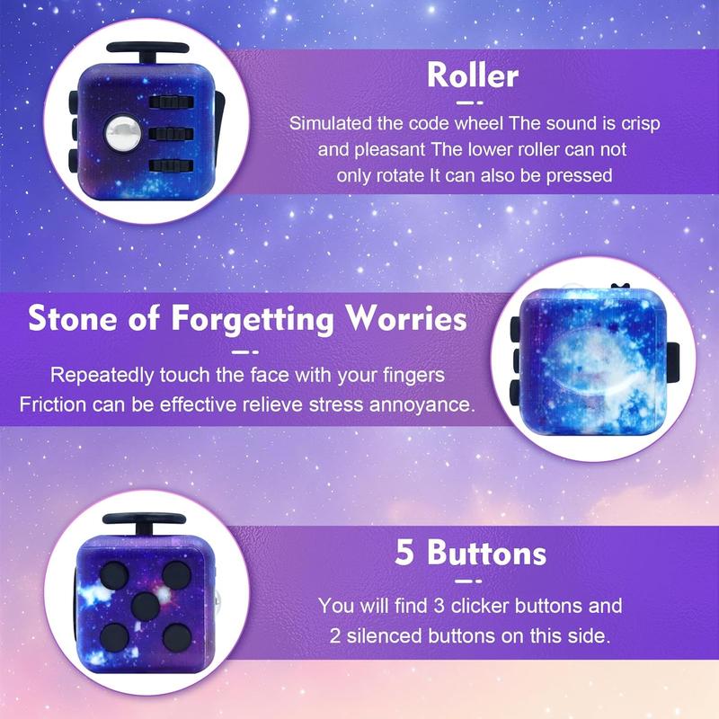 Fidget Toy Cube, Cube Fidget Anxiety Relief Toys for Adults and Kids, Christmas and New Year Gifts,6 Sided Fidget Toys Cube Hand-Held for Adults,Audible Silent Fidget Toys for ADD ADHD OCD