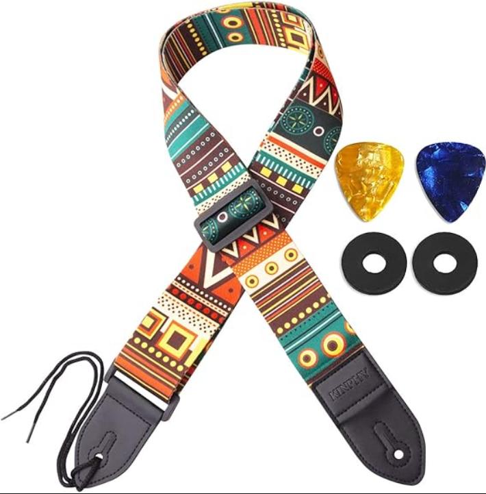 Guitar Strap, Acoustic Guitar Strap, Electric Bass Guitar Strap Includes Guitar Picks Strap Locks Leather Ends