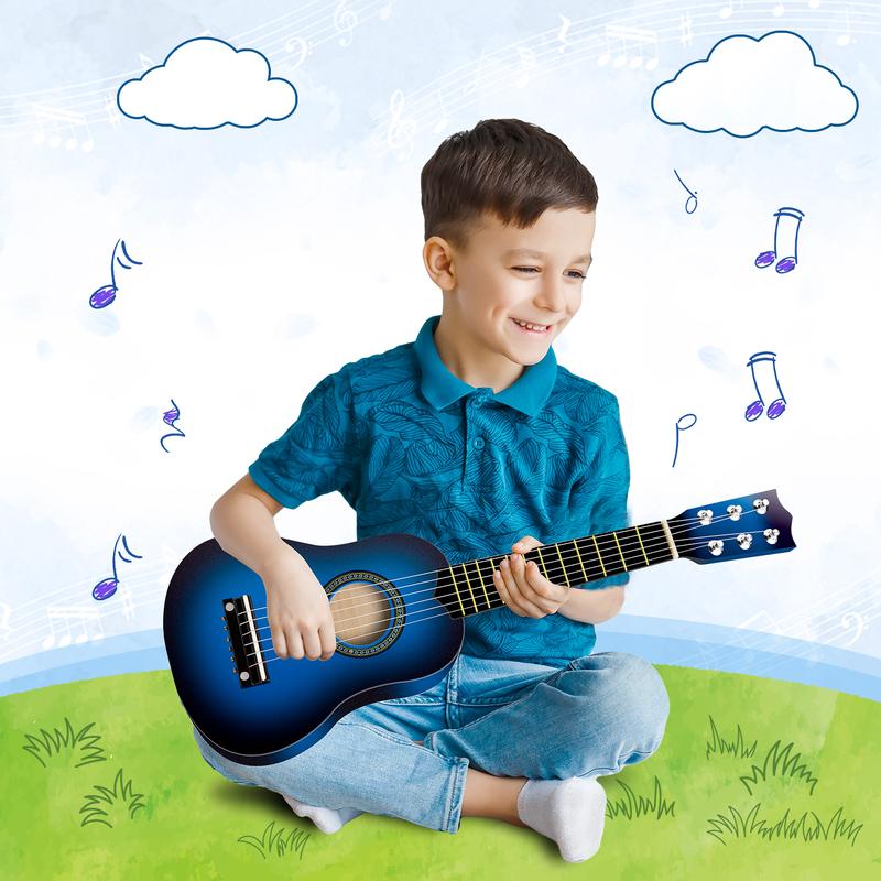 Music Toy Guitar for Kids 21-inch Wooden Acoustic Guitar 6 Strings Ukulele Guitar for Toddler Musical Instruments Learning Toys for Boys Girls Gifts Ages 3-7