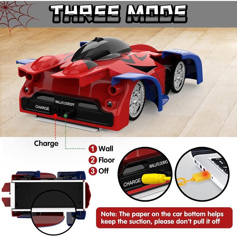 Wall Climbing Remote Control Car, Dual Mode 360° Rotating Stunt Cars with Headlight,Rechargeable Toys for Boys Gift for Boys 4 5 6 7 8-12 Year Old