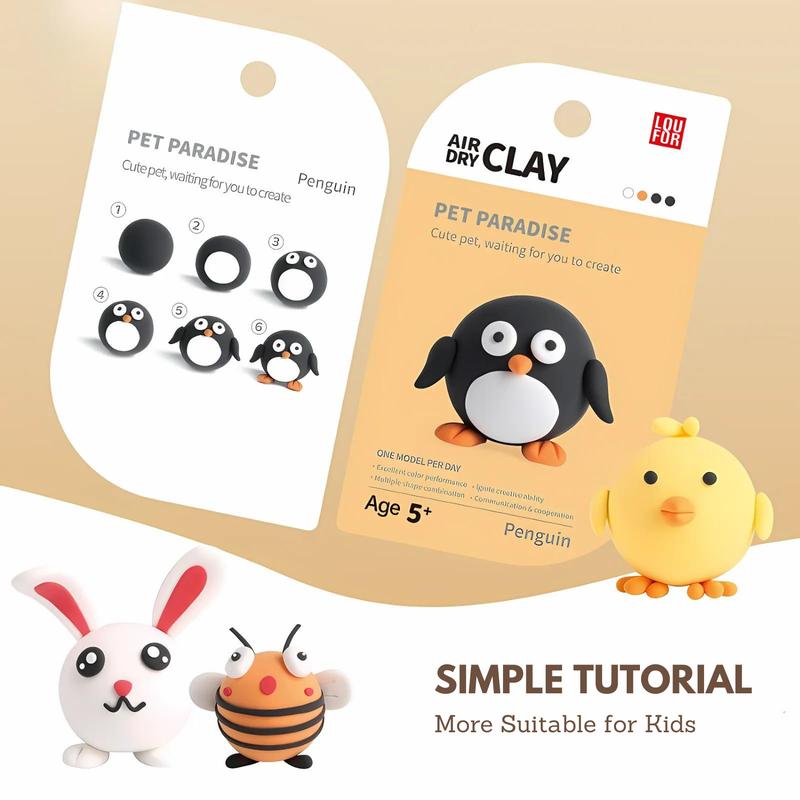 Air Dry Clay Kit - Cute Ultra Light Clay DIY Kit with Tools, Soft Clay Craft Kit, Easy & Fun to Craft, Safe & Non-Toxic, Perfect Gift for Kids