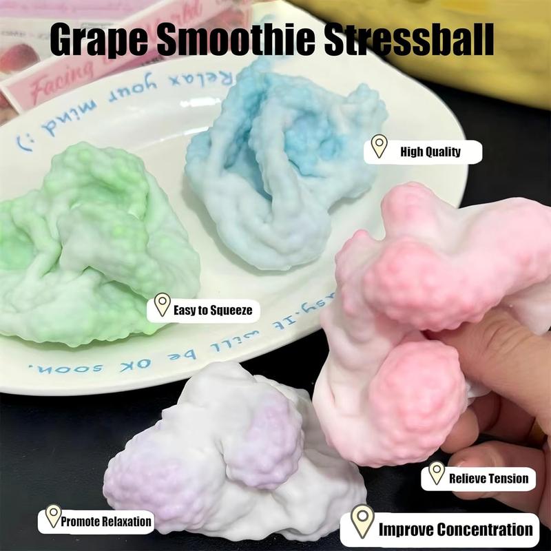 Grape Smoothie Stressball,Grape Stressball, Shapeable Vacuum Ball Stress Ball,Sensory Fidget Squeeze Toy for Stress Relief