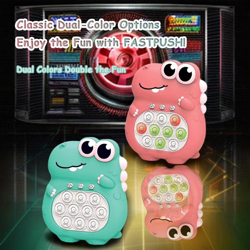 Fast Push Game Dinosaur, Quick Push Pop Game, Pop Pro Light Up Fidget Toys,Quick Speed Fast Push Puzzle Game Console Bubble Stress Relief Decompression Toys Handheld Game Toy for Kids 3-12 Years pop it