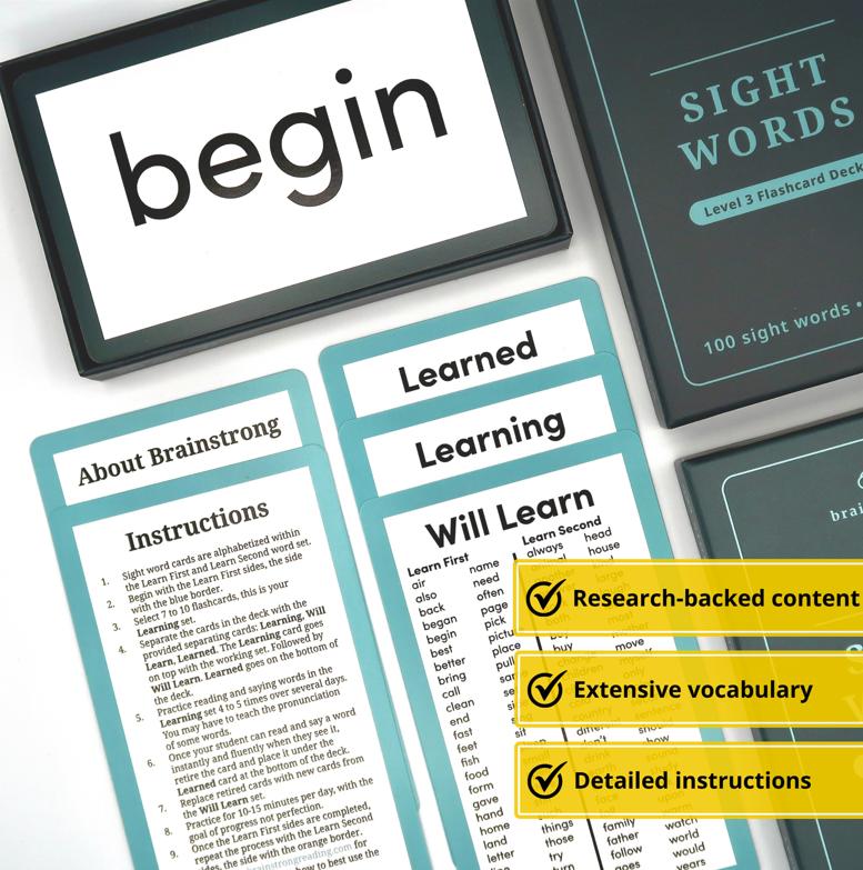 400 Sight Words | Ages 5-8 | Learn to Read | Brainstrong Premium 4 Box Set - 200 Flashcards