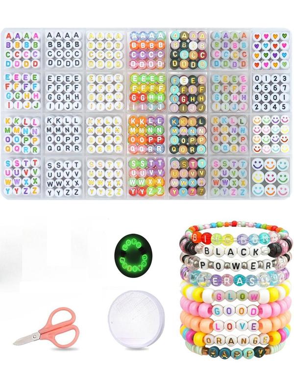 2024 New Style Letter Glow in The Dark Beaded Kit, Diy Jewelry Making Kit, Including Beads, Elastic Thread Set, Jewelry Making Supplies for Bracelet Making