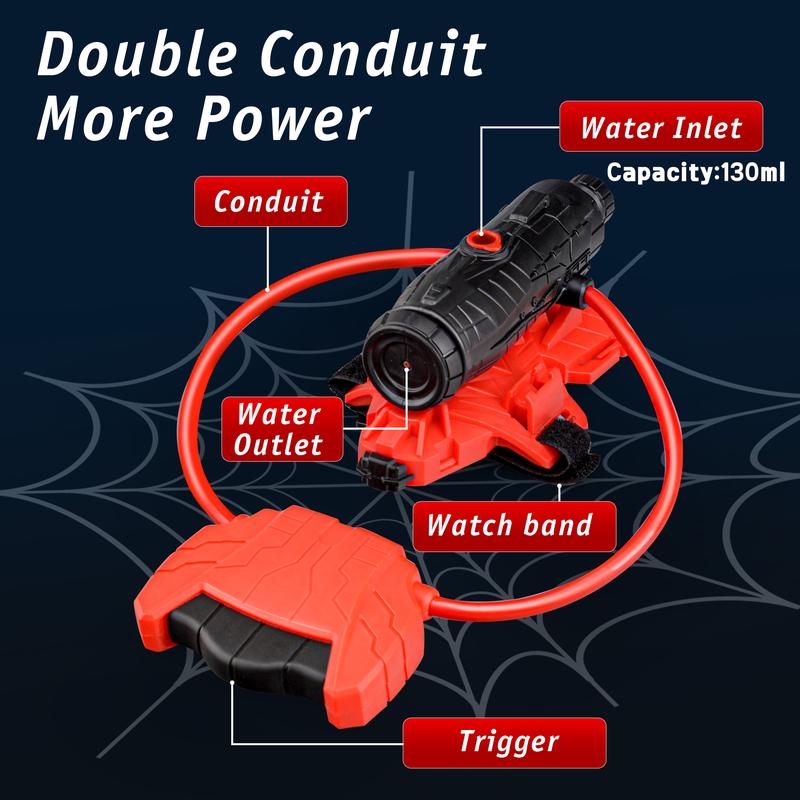 2Sets Spider Web Shooters Toy Water Gun Wrist Launcher with Glove, Hero Wrist Water Blaster Sprayer Set,Water Pistol,Cosplay Spider Shoo