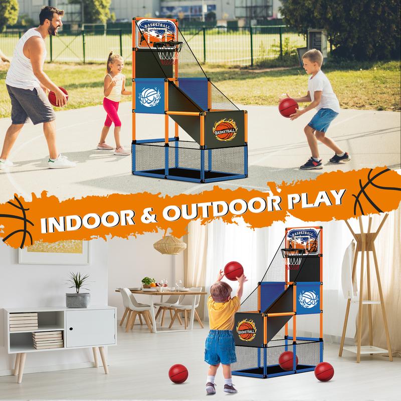 Talgic Arcade Basketball Game Set with 4 Balls and Hoop for Kids 3-12 Years Old, Basketball Hoop Indoor Outdoor, Carnival Games for Kids, Air Pump and Balls Storage Bag Included, Back to School Gifts