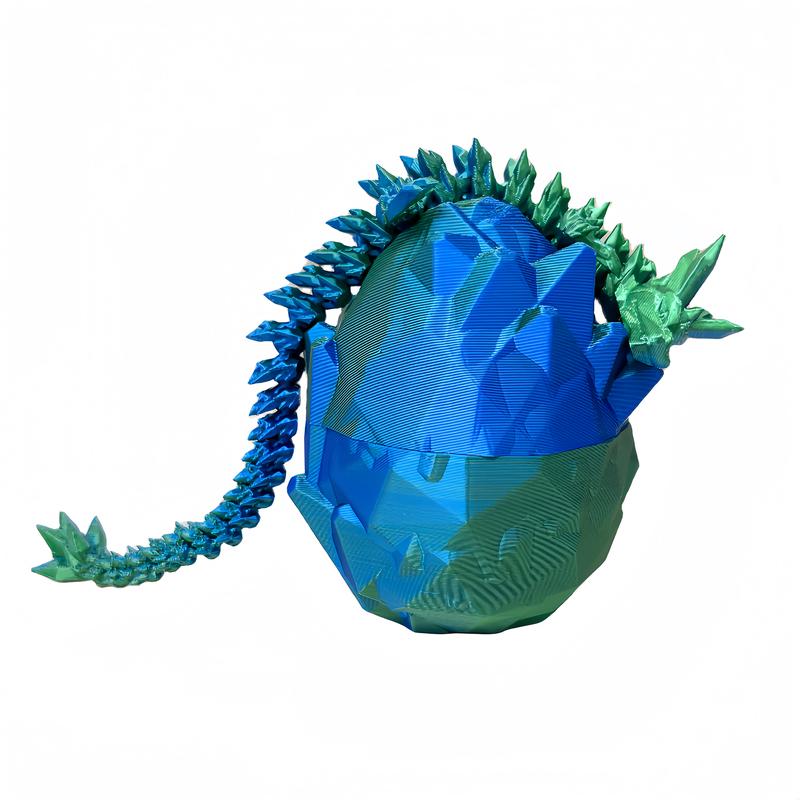 Unique 3D Printed Articulated Dragon Egg with Intricate Crystal Detailing – Includes Fully Articulated Dragon Model, Perfect for Collectors, Fantasy Enthusiasts, and Unique Gifts