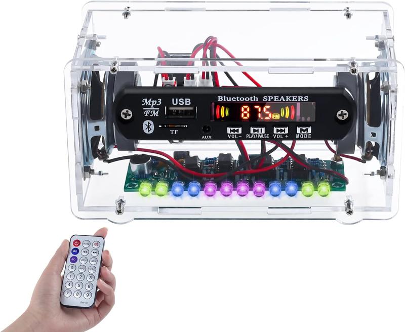 DIY Bluetooth-Compatible soldering Kit with FṂ Radio, Electronic Soldering Practice Kit USB Mini Home  DIY Kit with Digital Display and Colorful LED Lights for School STEM Project