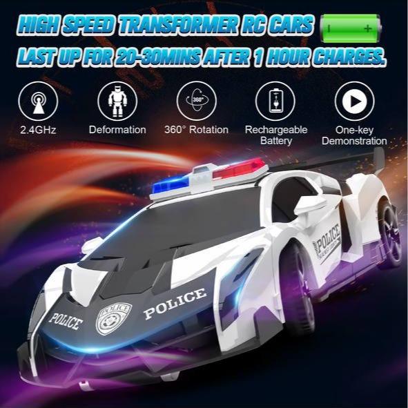 BLUEJAY Transform RC Car for Boys 4-7 8-12, 2.4Ghz1:18 Ratio Remote Control Car Transform Robot, One Button Transform 360° Rotation and Drift Car Toy Gift for Boys Ages 4-12 Halloween Gifts