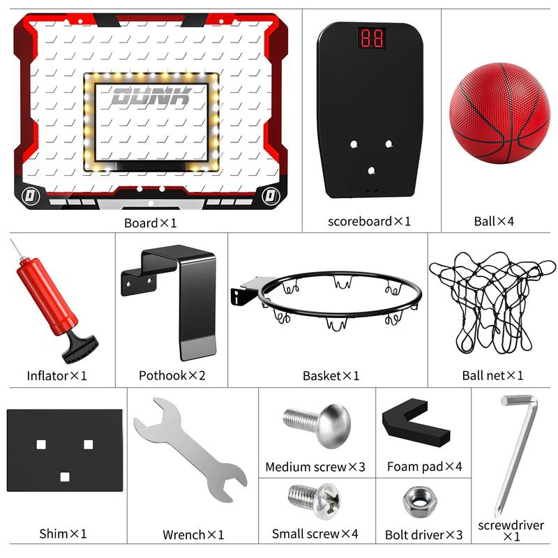 Indoor Basketball Hoop, By Room Basketball Hoop with Scoreboard, Mini Basketball Hoop with 4 Balls, Basketball Toys