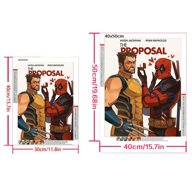 Deadpool & Wolverine Pattern DIY Diamond Arts Colorful Painting Kit without Frame, 5D Diamond Arts Colorful Painting Kit, DIY Wall Art Decor for Home