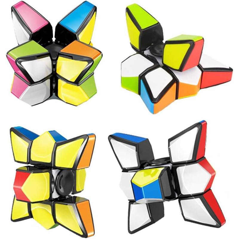 TANCH Magic Spinner Cube 2 in 1 Stickerless Brain Teasers Magic Puzzle Spinning Top Cube Rotatable Stress Relief 1X3X3 Finger Speed Cube Floppy Anti-Anxiety Fidget Toys Game for Kids Adults