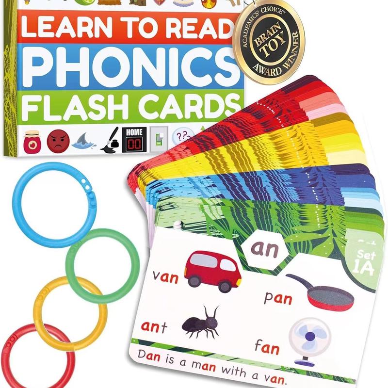 Phonics Flash Cards - Learn to Read in 20 Phonic Stages - Digraphs CVC Blends Long Vowel Sounds - Phonics Games for Kids Ages 4-8 Kindergarten First Second Grade Homeschool Educational