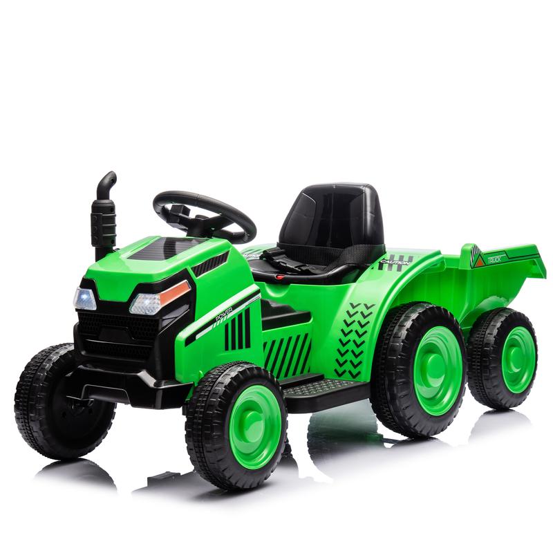 12V Kids Ride On Electric Tractor Black Knight,Kids Ride On Toy.2WD,Non-skid tires, steering wheel, foot pedal,With Removable storage tug,Light,Bluetooth,Music,MP3,USB,Power Display For Kids Aged 2-3.