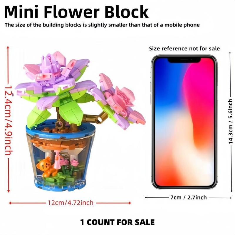 Mini Potted Flower Building Blocks (1 Box), Potted Succulent Building Blocks, Assembling Blocks Toys for Kids and Adults, Flower Building Block Home Decor