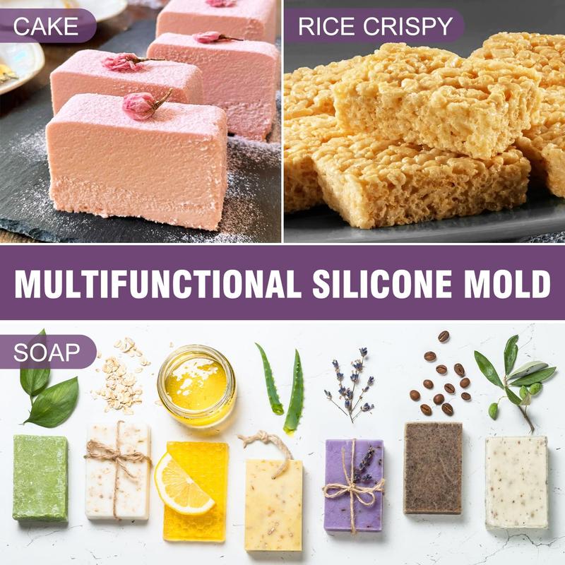 Soap Molds Set of 2, Food Grade Silicone Soap Mold with Polished Surface, Easy to Strippe, Perfect for Soap Making Supplies, Homemade Craft Soap Mold, Cake & Chocolate Mold (Purple ＆ Pink)