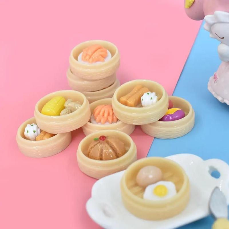 Random Style Cute Food Design Resin Toy (10pcs set), Miniature Food Design Resin Toy, DIY Miniature Food Design Resin Toy