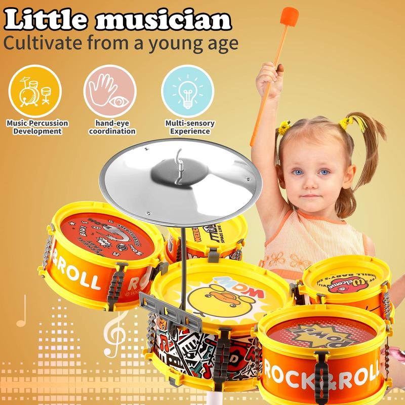 Toddler Drum Set with Chair - Mini Drum Toys for Kids Aged 1-3 Musical Learning Gift Music Toy